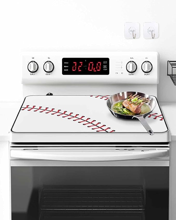 American Baseball Sports Induction Cooktop Protector Mat, Glass Top Stove Cover by Chees+D+Zone