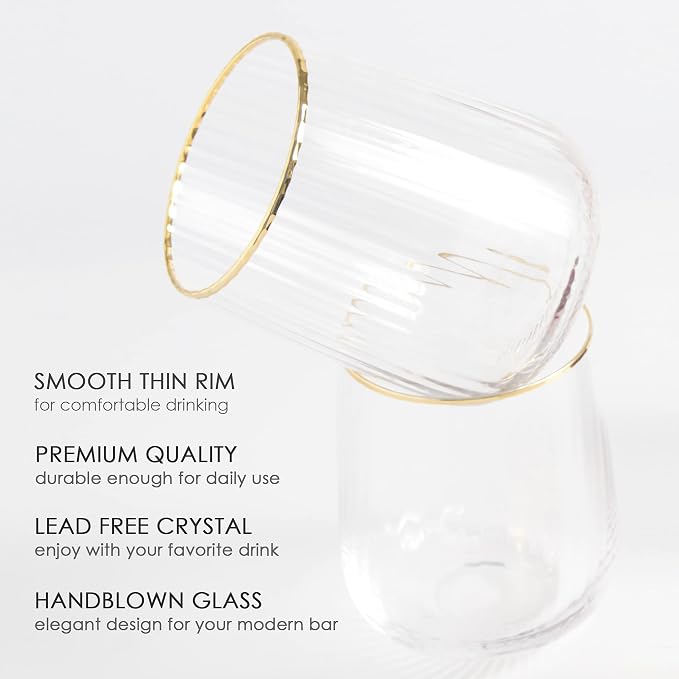 Lysenn Stemless Wine Glasses Set of 4 - Image 3