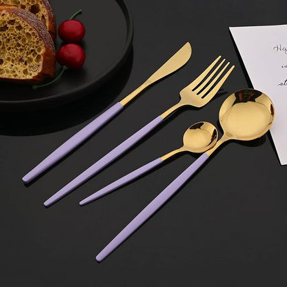 JASHII Flatware Set 24 Piece, Stainless Steel Silverware Set, Macaron Small - Image 5
