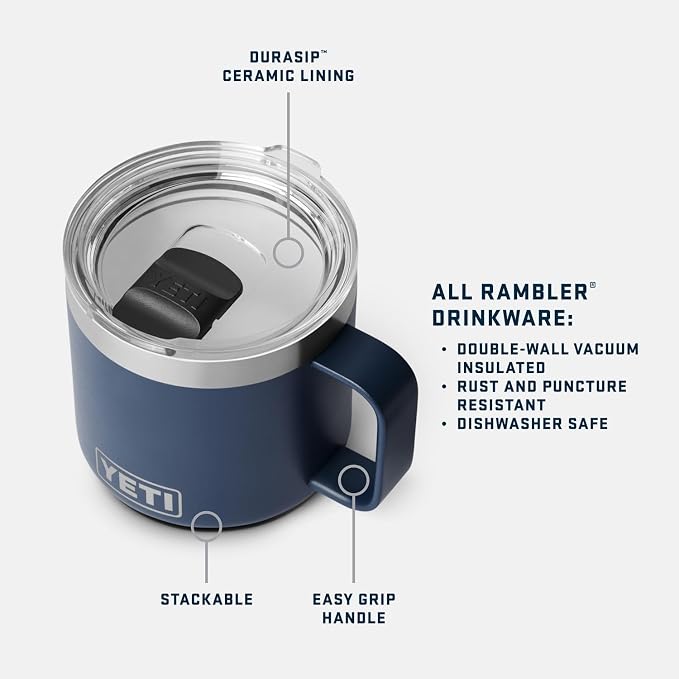 YETI Rambler 14 oz Ceramic Lined Stackable Mug, Vacuum Insulated, Stainless - Image 2