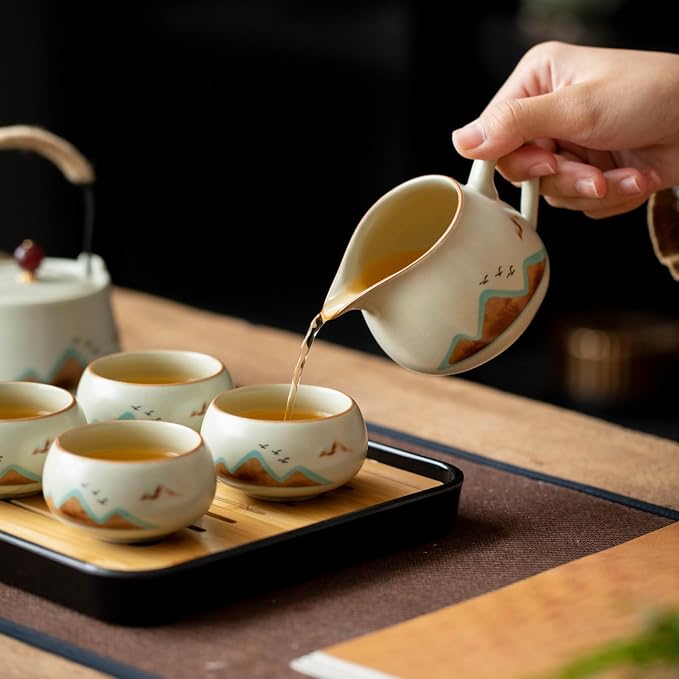 7-Piece Ruyao Ceramic Chinese GongfuTea Set, Traditional Crackle Glaze Teapot - Image 5