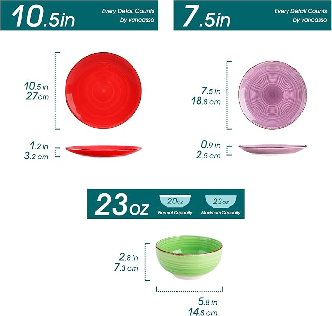 vancasso Bonita Dinnerware Set Multicolor Stoneware 12 Pieces Service - Image 2