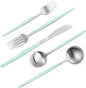 VANVRO Matte Green Silver Silverware Set, 20-Piece Stainless Steel Flatware Set by VANVRO