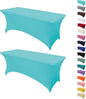 2Pack 4FT Table Cloth for Rectangular Fitted Events Stretch Sky Blue Table Covers Washable Spandex Tablecloth Protector for Party, Wedding, Cocktail, Banquet, Festival