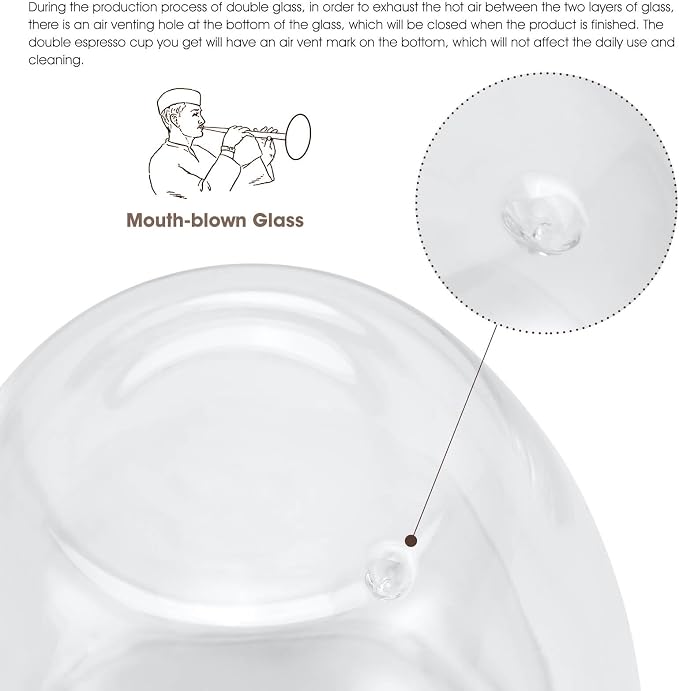 VENVENWEAVS Espresso Cups Set Of 4, Double Wall 5OZ Hand Blown coffee Shots - Image 6