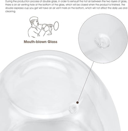 VENVENWEAVS Espresso Cups Set Of 4, Double Wall 5OZ Hand Blown coffee Shots - Image 6