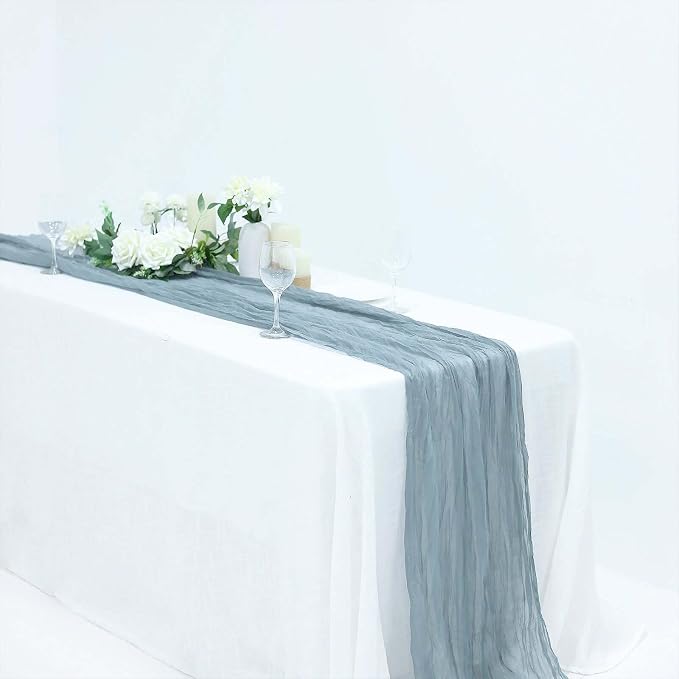Efavormart 10ft Dusty Blue Cheesecloth Table Runner by efavormart