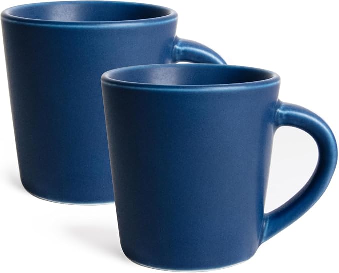 4.2 oz Espresso Cups Set of 2, Ceramic Blue Coffee Mugs Demitasse Cups | Small by YINUOWEI