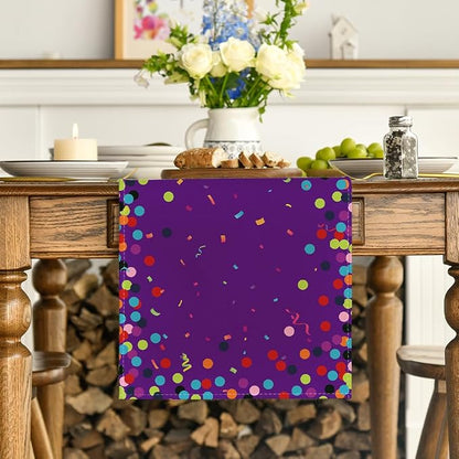 Artoid Mode Polka Dot Purple Happy Birthday Table Runner, Seasonal Kitchen - Image 2