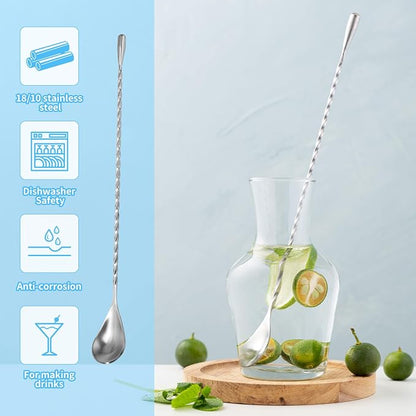 2 Pcs 12 Inch Bar Mixing Spoon Cocktail Spoon Stainless Steel Bar Long Spoon - Image 5