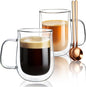 Double Walled Glass Coffee Mugs 16 OZ, Borosilicate Glass Coffee Cups Set of 2 by COMOME
