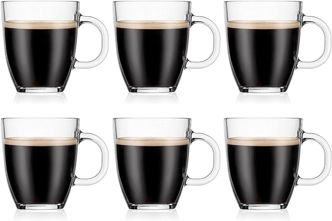 Bodum 12oz Bistro Coffee Mug Single-Wall Tempered Glass, 6 Pack by Bodum