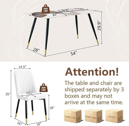 Dining Room Table Set for 4,Dining Table Set for 4, Sintered Stone Kitchen Table Top and Modern Chairs Set of 4 for Kitchen Dining Room