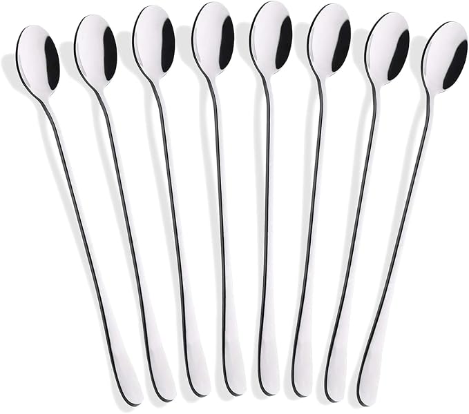 Hiware 8-Piece 9-Inch Long Handle Iced Tea Spoon, Coffee Spoon, Ice Cream Spoons by HIWARE