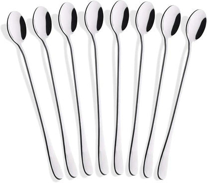 Hiware 8-Piece 9-Inch Long Handle Iced Tea Spoon, Coffee Spoon, Ice Cream Spoons by HIWARE