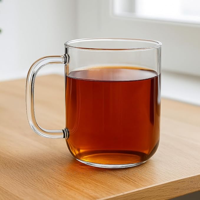 Aquach 20oz Glass Coffee Mugs Set of 2, Borosilicate Glass, Single-walled - Image 5