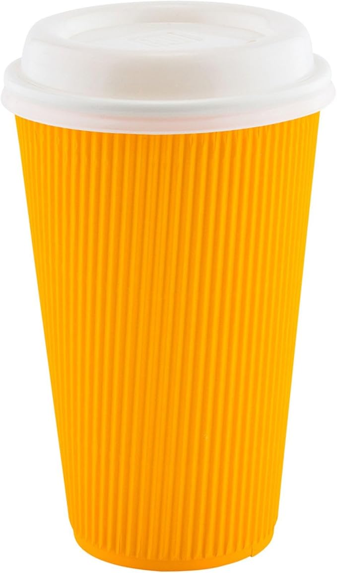 Restaurantware Ripple Wall Coffee Cups 500 Count 16 Ounce Insulated Yellow - Image 6
