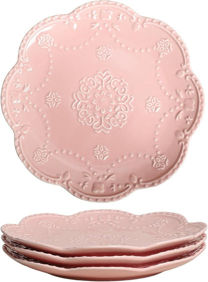 Gaolinci European Palace Series Lace Embossed Ceramic Dinner Plate by Gaolinci