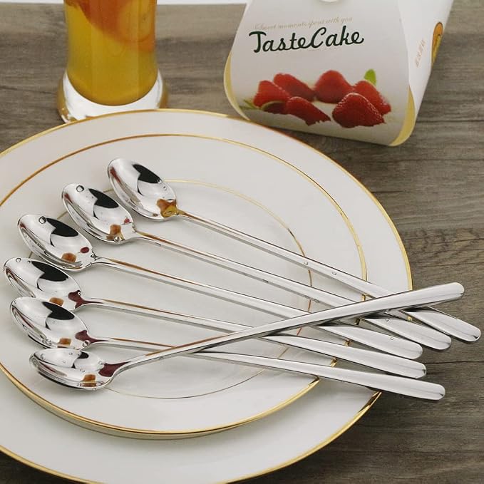9" Iced Tea Spoons, DEALIGHT 6-Piece Heavy-Duty Long Handled Teaspoons | 18/10 - Image 2
