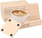 36 PCS 4 Inch Square Wood Coasters, 4 x 4 Inch Wooden Coasters for Crafts, DIY Wood Coaster with Non Slip Dot Stickers, Engraving, Painting (Thick 0.35 Inch)