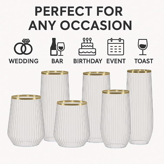 48 Pack Disposable Plastic Champagne Flutes & Wine Glasses - Image 3