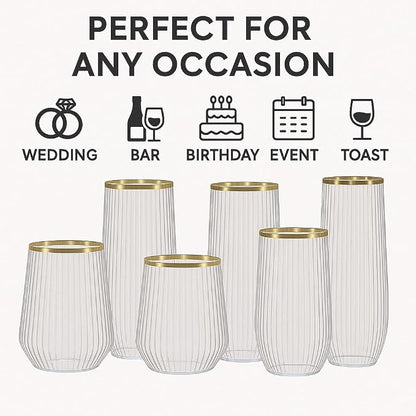 48 Pack Disposable Plastic Champagne Flutes & Wine Glasses - Image 3