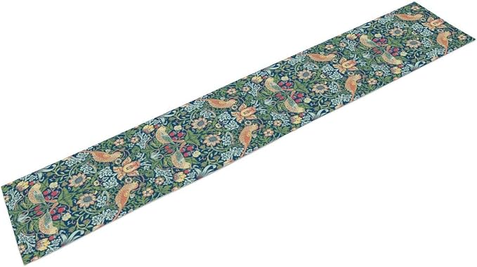 William Morris Floral Table Runner, Vintage Green Flowers Botanical Printed - Image 7
