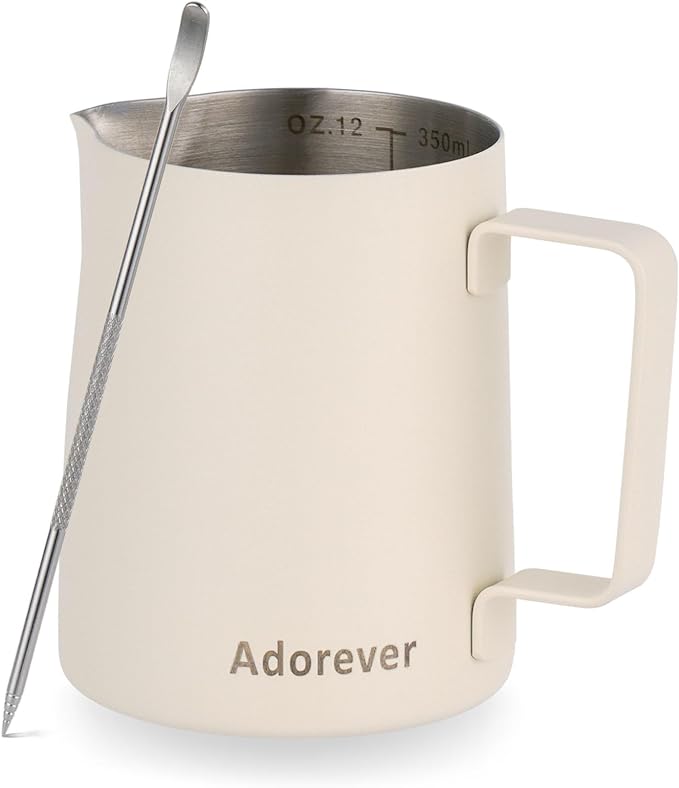 Milk Frothing Pitcher, 350ml/12oz Steaming Pitchers Stainless Steel Milk Coffee by Adorever