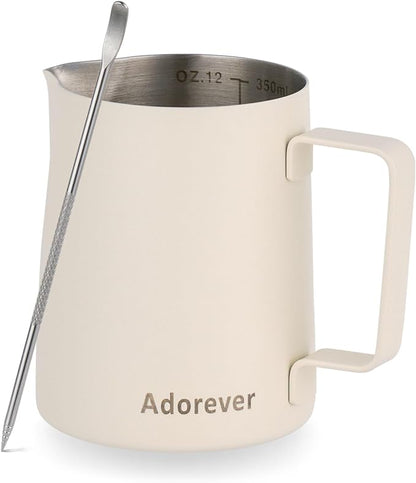 Milk Frothing Pitcher, 350ml/12oz Steaming Pitchers Stainless Steel Milk Coffee by Adorever
