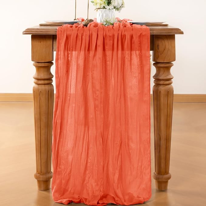 Orange Cheesecloth Table Runner 120 Inches 10 Pack Gauze Table Runner | Summer - Image 2