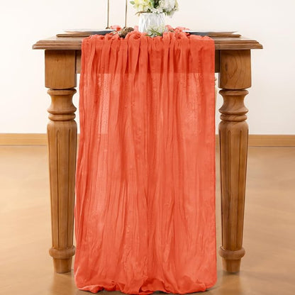 Orange Cheesecloth Table Runner 120 Inches 10 Ft Gauze Table Runner | Summer - Image 2