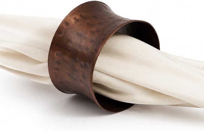 ITOS365 Handmade Round Hammered Antique Napkin Rings Holder - Image 5