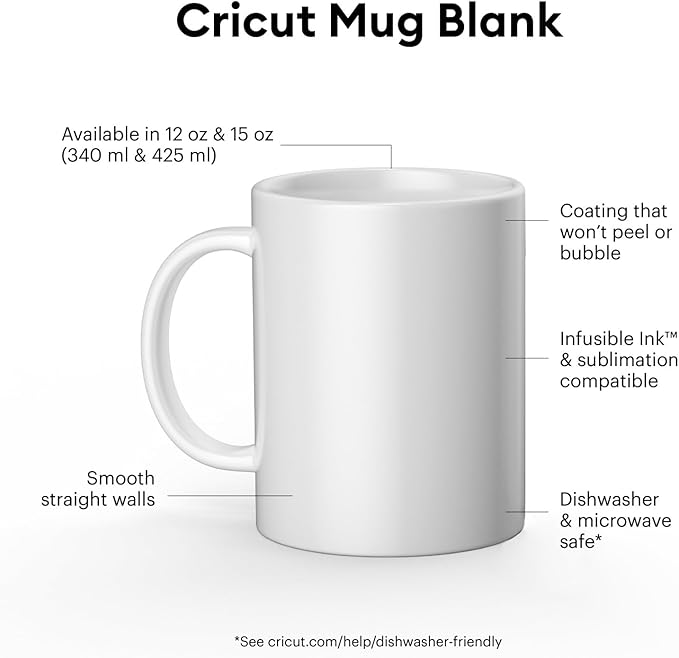 Cricut Mug Press Ceramic Mug Blank 15oz 2/Pkg-White - Image 2