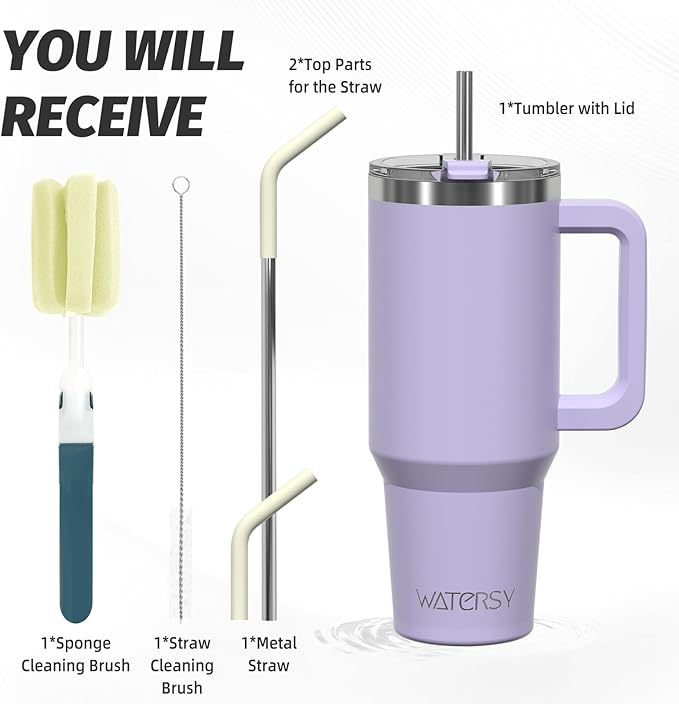 40 oz Tumbler with Handle, Tumbler with Lid and Straw, Double Wall Insulated - Image 3