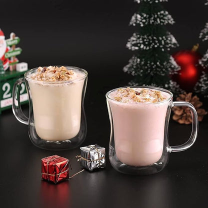 ecooe 12 oz Double Walled Glass Coffee Mug Latte Cappuccino Cups Set of 2 - Image 7