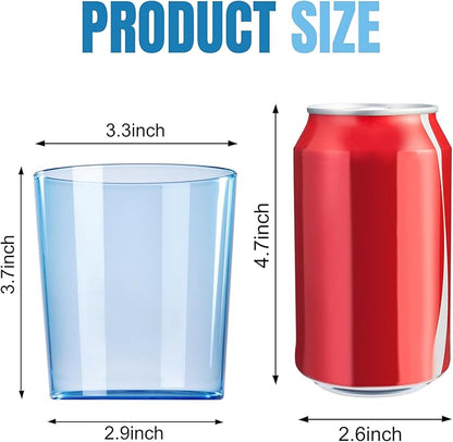 Liacere Plastic Drinking Glasses (Set of 12) 14 oz Blue Reusable Plastic Glasses Colors，Kitchen Water Glasses Cup, Bar Tumbler Glassware Set for Beer, Juice, Cocktail, Whiskey, Milk