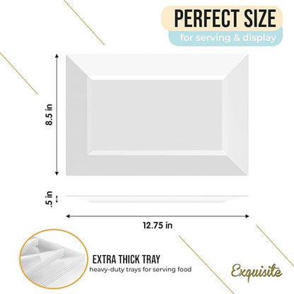 Exquisite Plastic Serving Trays For Party - 40 Pcs 12.75 Inch Clear Serving Platters, Plastic Trays For Food, Clear Tray, Food Tray Disposable Platters For Parties, Catering & Buffet