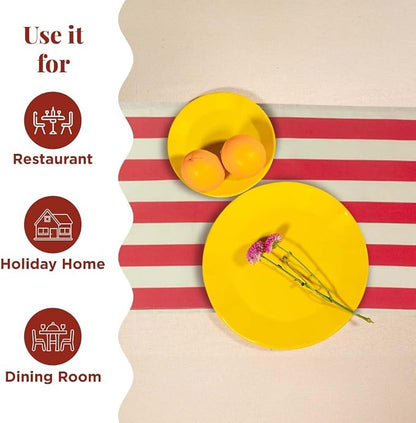 Folkulture Table Runner 90 inches Long | Vertical Striped White & Red Table - Image 5