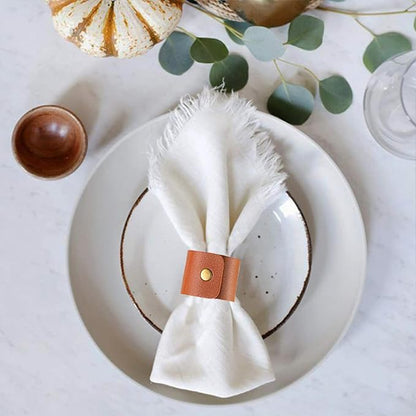12 PCS Leather Napkin Rings Vintage Buckle Napkin Holder - Image 7