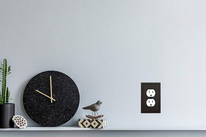 Modern Edge Decorative Wall Plate Switch Plate Outlet Cover, Durable Solid Zinc Alloy (Single Duplex 3PK, Matte Black)