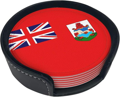 6 Pack Bermuda Flag Leather Coaster - Image 2