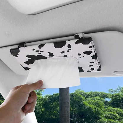 Cow Print Car Accessory for Women, Premium Tissues Holder, Car Napkins Box | - Image 3