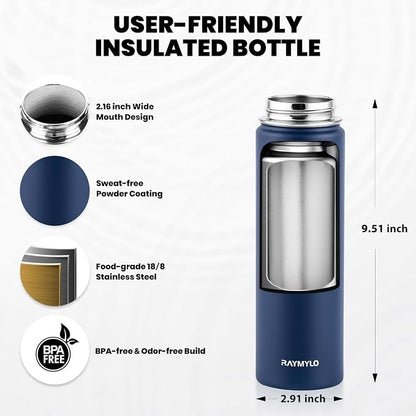 RAYMYLO Insulated Water Bottle 20 oz, Triple Wall Vacuum Stainless Steel | - Image 5