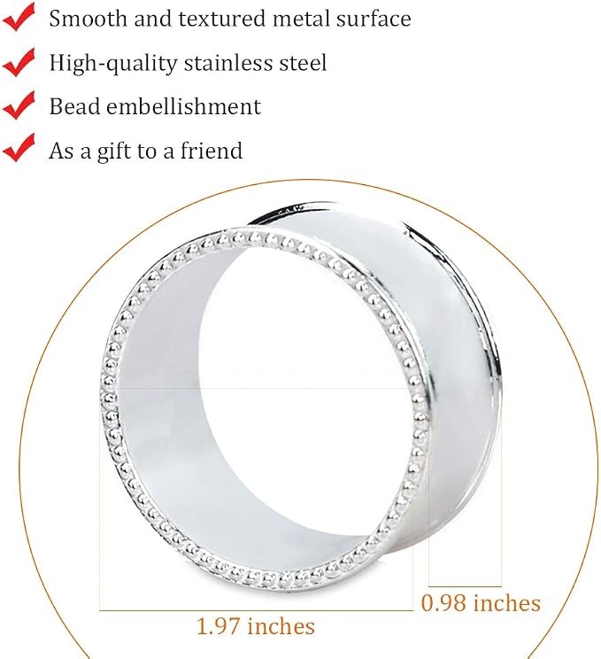 20 Pcs Stainless Steel Bead Side Napkin Rings - Image 2