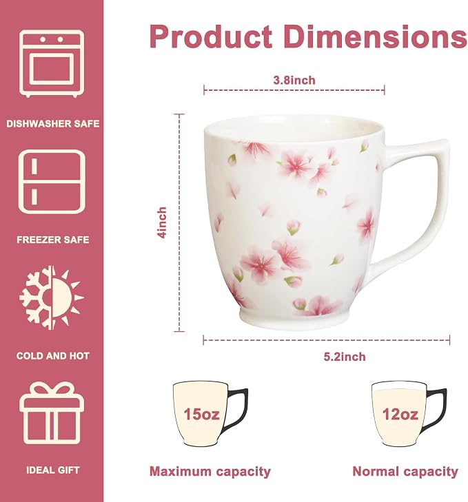 Ceramic Flower Coffee Mug, 15 oz | Froal Mug - Image 2