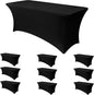 Obstal 10 Pack Stretch Spandex Table Covers for 6 Foot Tables - 6 FT Universal Rectangular Fitted Tablecloth Protector for Wedding, Banquet, Party (Black, 72 Length x 30 Width x 30 Height Inches)