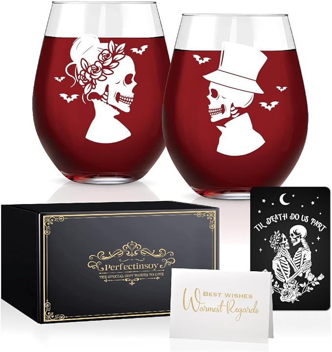 Perfectinsoy Skull Wine Glass 2 Piece by Perfectinsoy