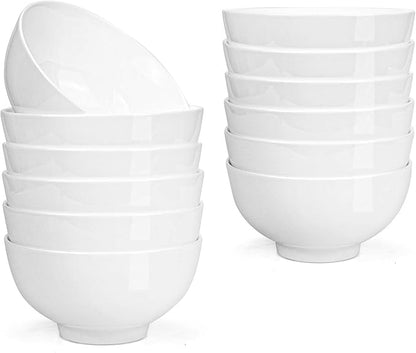 Foraineam 12 Pack 10 Ounces Porcelain Small Bowl Set White Round Bowls by Foraineam