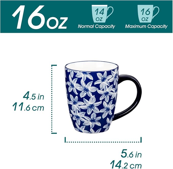 vancasso SELENE Large Coffee Mugs Set of 6, 16 Oz Porcelain Coffee Cups - Image 2