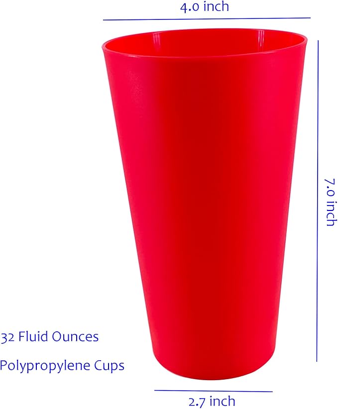 32 oz Plastic Cups Large Reusable set 12, Plastic Tumblers Vibrant | Food Grade - Image 8